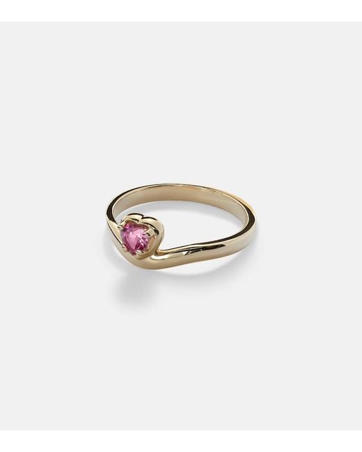 STONE AND STRAND White Sweetheart Bonbon Merge 10Kt Ring With Tourmaline