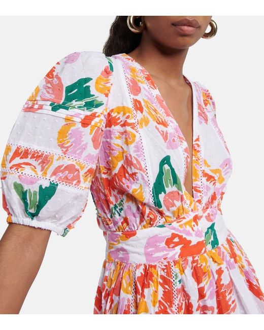 Poupette Red Reina Printed Cotton Minidress