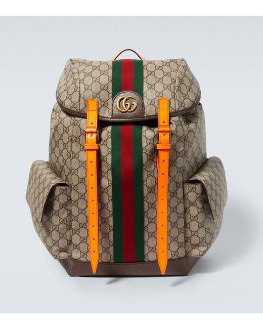 Gucci Natural GG Leather-trimmed Backpack for men