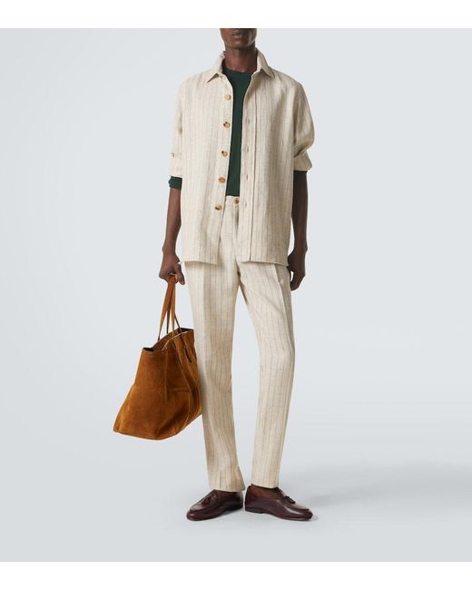 Rubinacci Natural Striped Linen And Wool Shirt for men