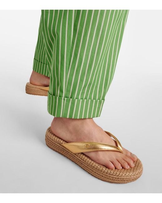 Gianvito Rossi Natural Leather Platform Espadrille Thong Sandals