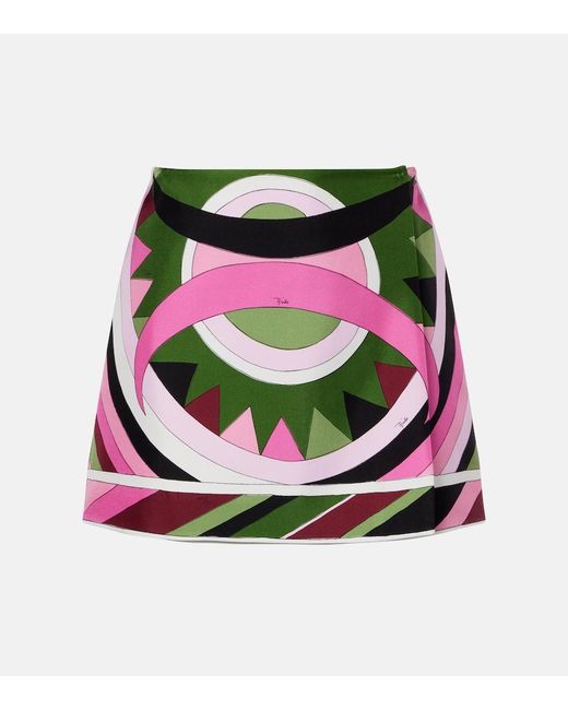 Emilio Pucci Green Vivara Silk Satin Miniskirt