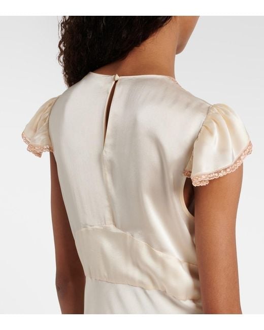 Chloé White Lace-Trimmed Silk Satin Maxi Dress