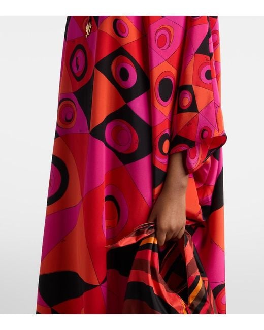 Emilio Pucci Red Occhi Silk Twill Kaftan