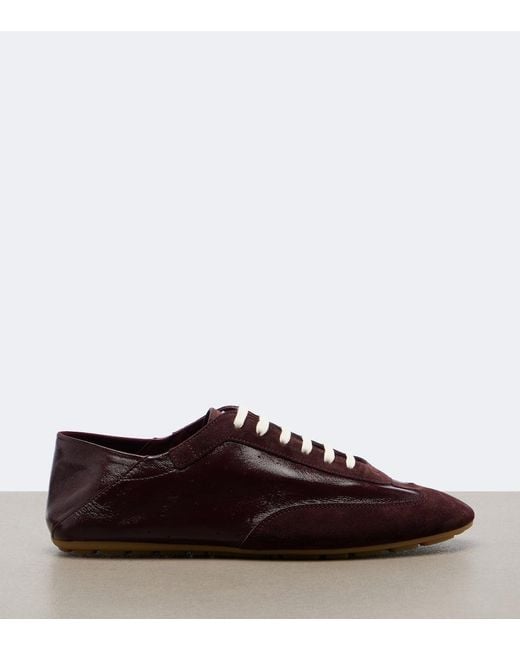 Saint Laurent Brown Lewis Suede-Trimmed Leather Sneakers