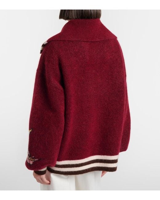 ALÉMAIS Red X Mokshini Mohair And Wool-Blend Cardigan
