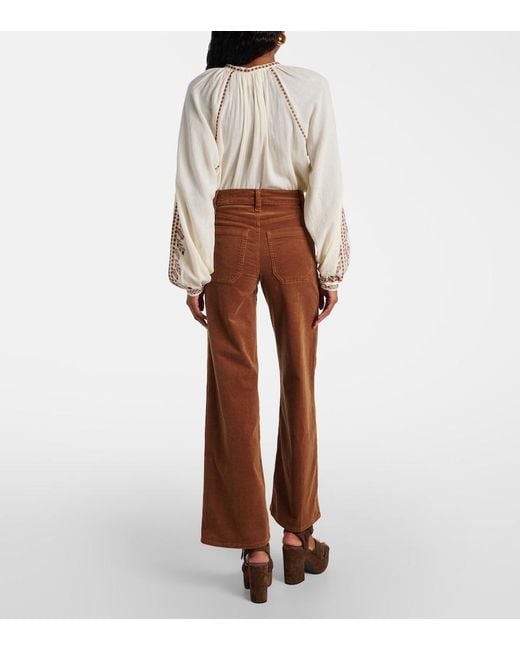 FRAME Brown Le Slim Palazzo Cotton Corduroy Wide-Leg Pants