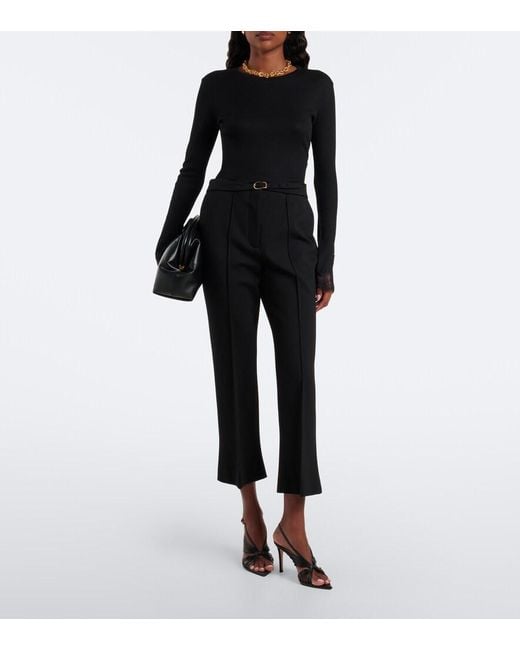 Dorothee Schumacher Black Pure Sleekness Lace-Trimmed Cotton Top