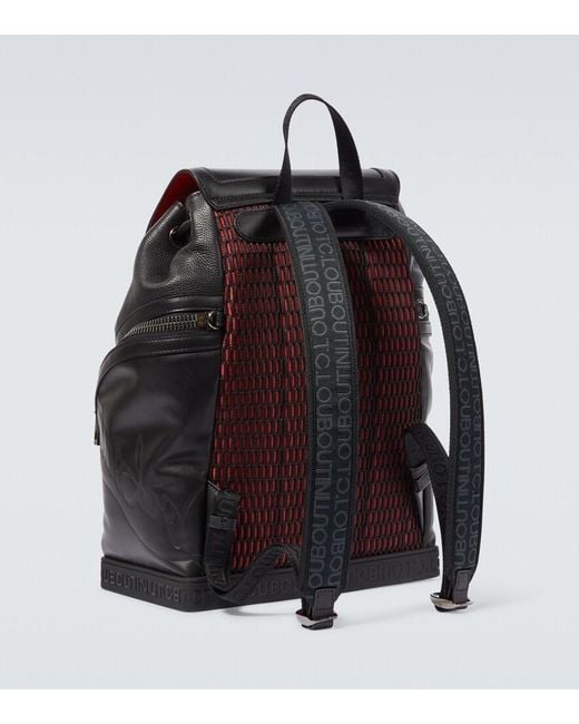 Christian Louboutin Black Explorafunk Logo Leather Backpack for men