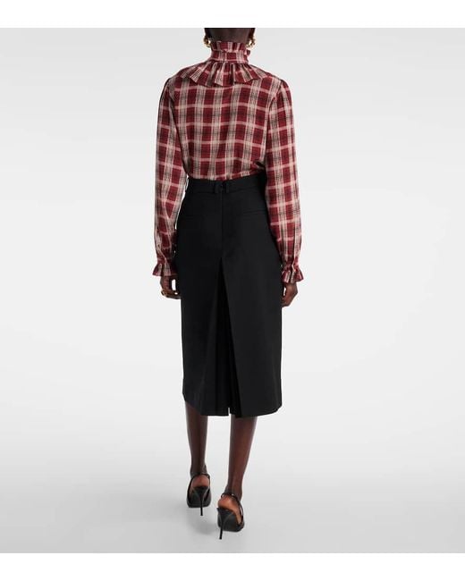 Saint Laurent Black Mid-Rise Culottes Aus Wolle