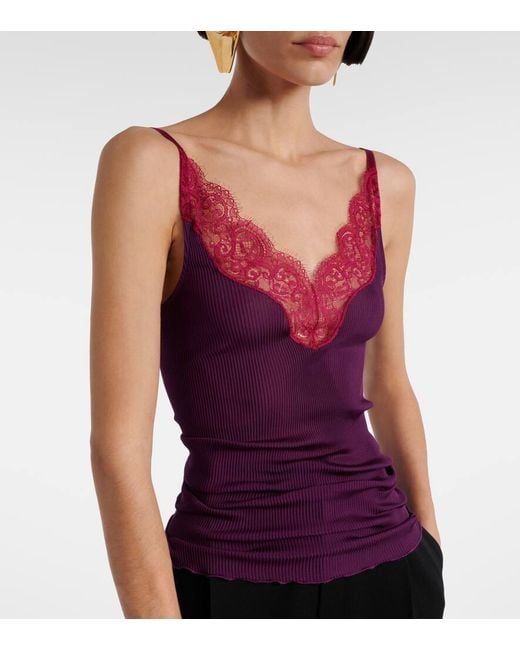 Saint Laurent Purple Lace Top