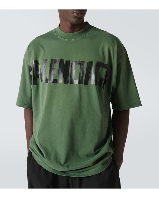 Balenciaga T-Shirt Tape Aus Jersey in Green für Herren