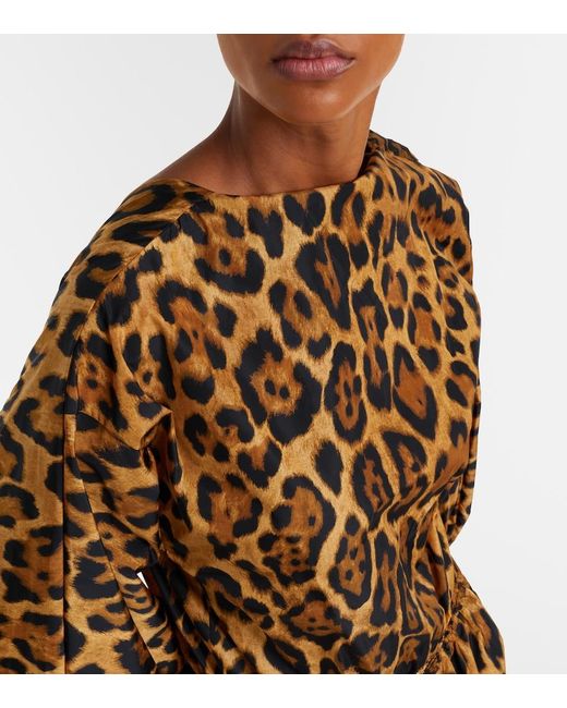 Alaïa Brown Oversized Animal-Print Bodysuit