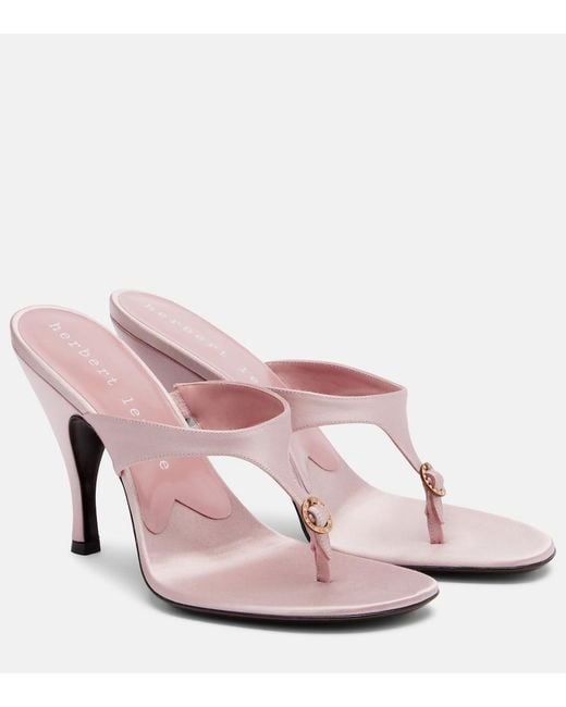 Herbert Levine Pink Kiss And Tell Embellished Satin Thong Sandals