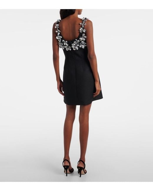 Emilia Wickstead Black Einna Embellished Crepe Minidress