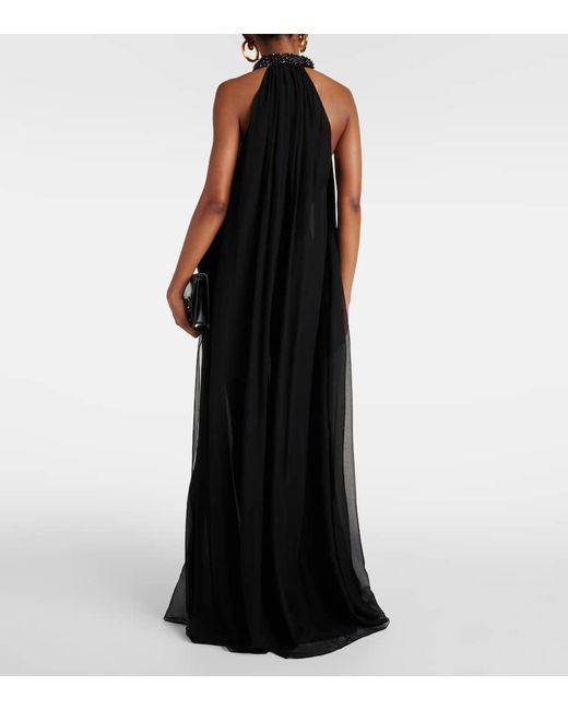 Tom Ford Black Embellished Silk Chiffon Gown