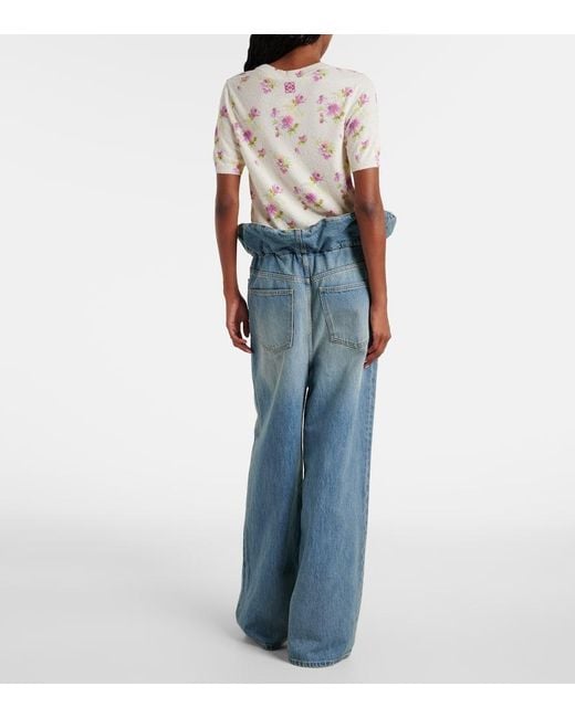 Jeans Anchos Flamenco De Tiro Alto Loewe de color Blue