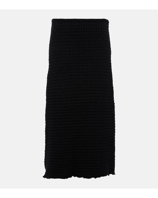 Falda midi en punto boucle de algodon Jil Sander de color Black