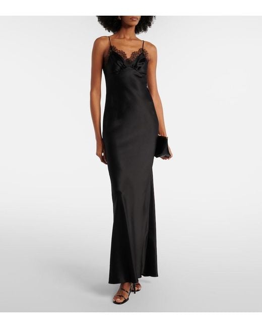 Nili Lotan Black Sylas Silk Satin Gown