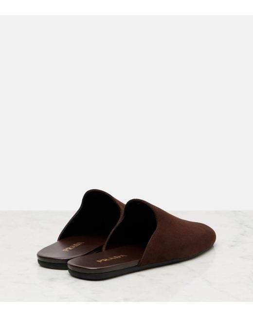 Mules En Daim Prada en coloris Brown