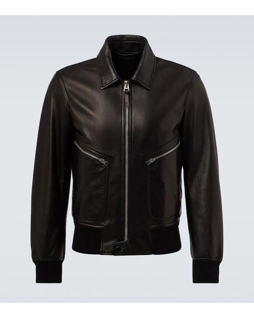 Tom Ford Black Leather Jacket for men