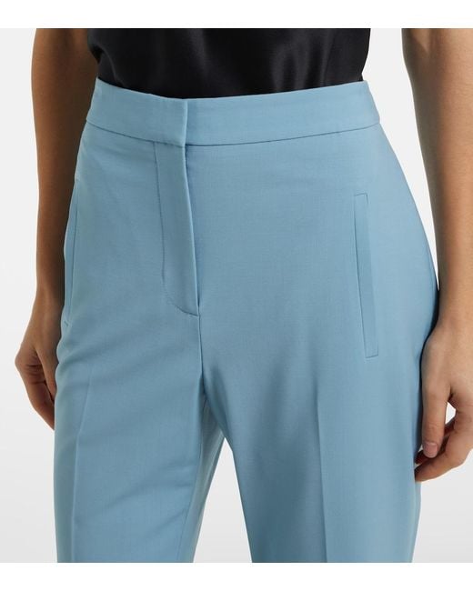 Veronica Beard Blue Arte Cropped Wool-Blend Slim Pants