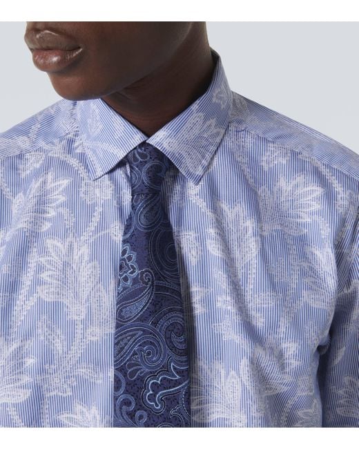 Etro Blue Paisley Jacquard Silk Tie for men