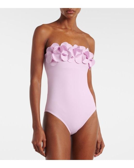 Karla Colletto Pink Floral Bandeau Swimsuit