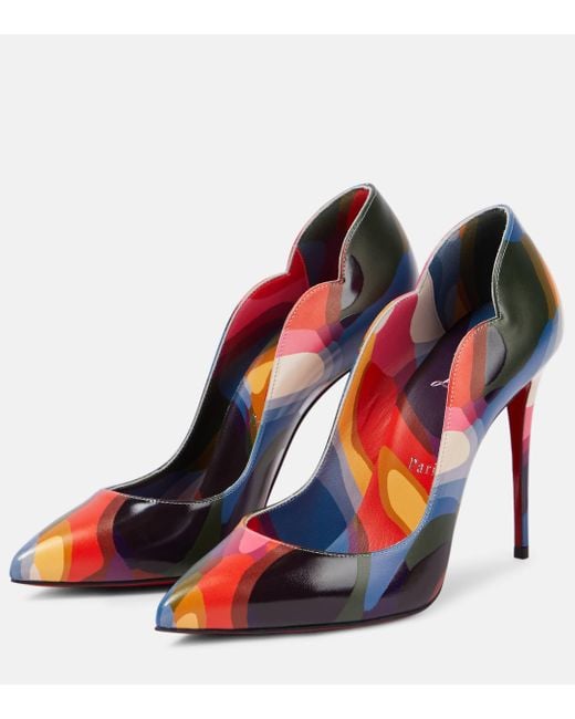 Christian Louboutin Blue Hot Chick 100 Printed Leather Pumps