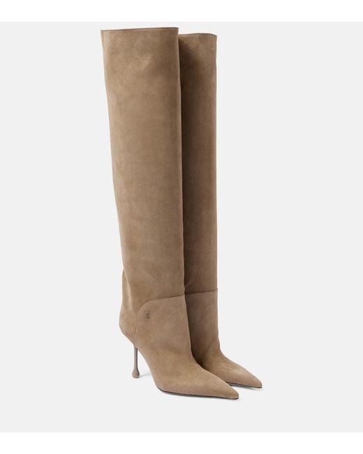 Jimmy Choo Brown Overknee-Stiefel Cycas Aus Veloursleder