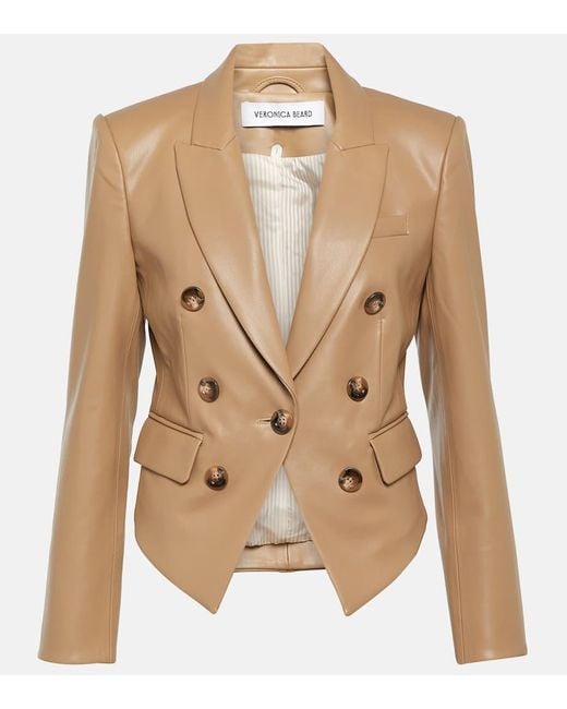 Veronica Beard Natural Cooke Single-Breasted Faux Leather Jacket