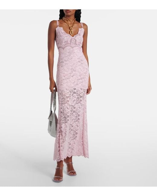 Robe Longue En Dentelle Rabanne en coloris Pink