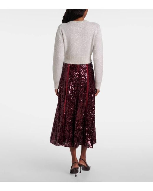Erdem White Embellished Cropped Alpaca-Blend Cardigan