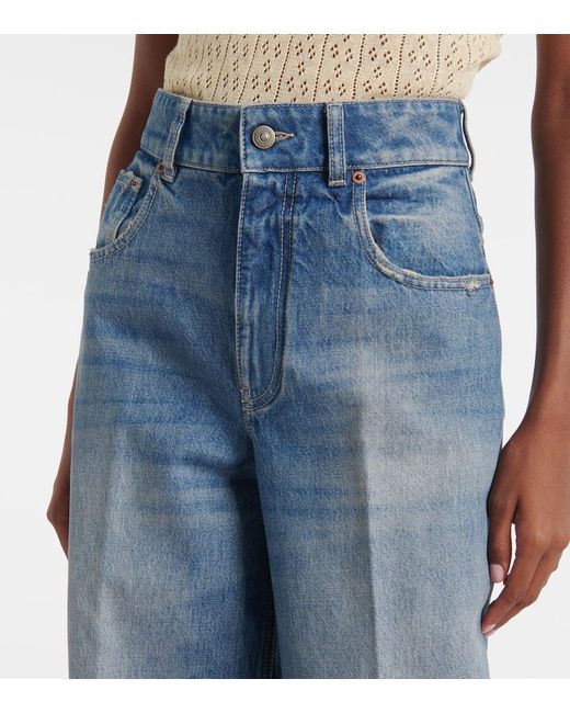 Valentino Blue High-Rise Wide-Leg Jeans