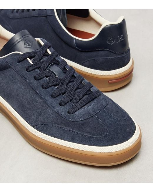 Loro Piana Blue Tennis Walk Suede Sneakers