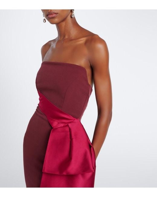 Roland Mouret Red Draped Crepe Bustier Gown