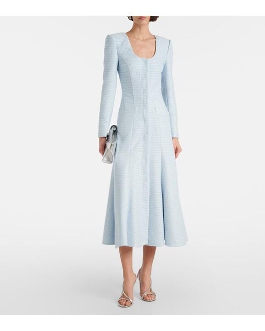 Roland Mouret Blue Jacquard Midi Dress