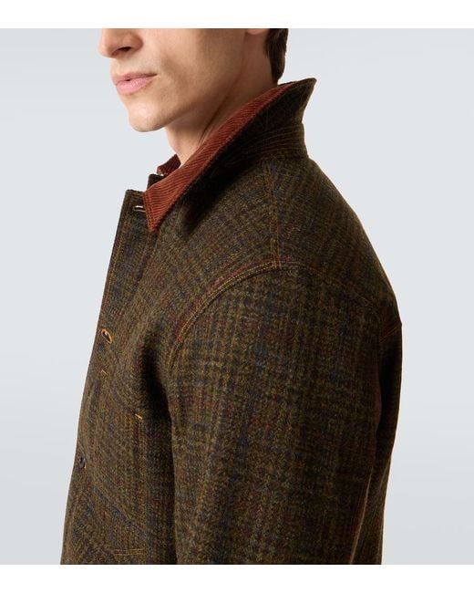 Veste En Laine Et Cuir A Carreaux Junya Watanabe pour homme en coloris Green