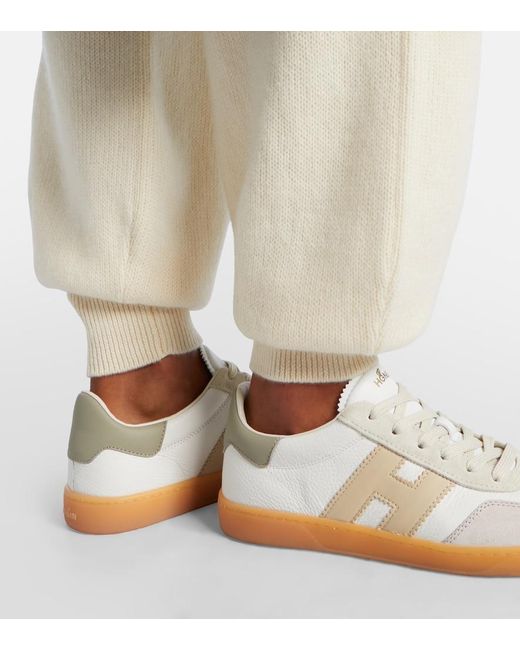 Hogan White Cool Allacciato H Suede Sneakers