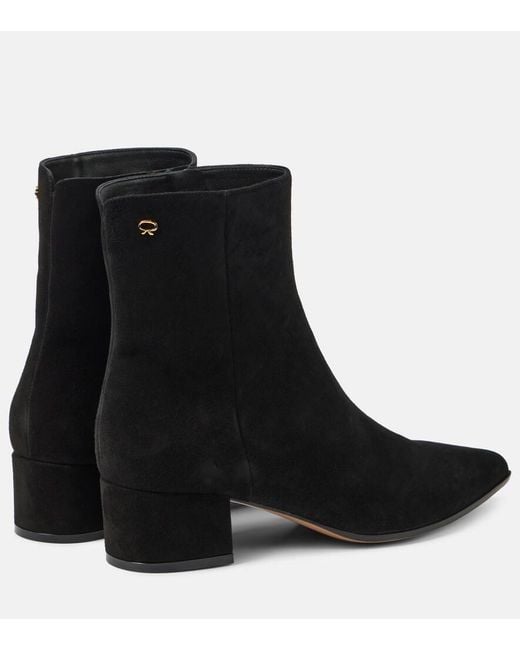 Gianvito Rossi Black Lyell 45 Suede Ankle Boots