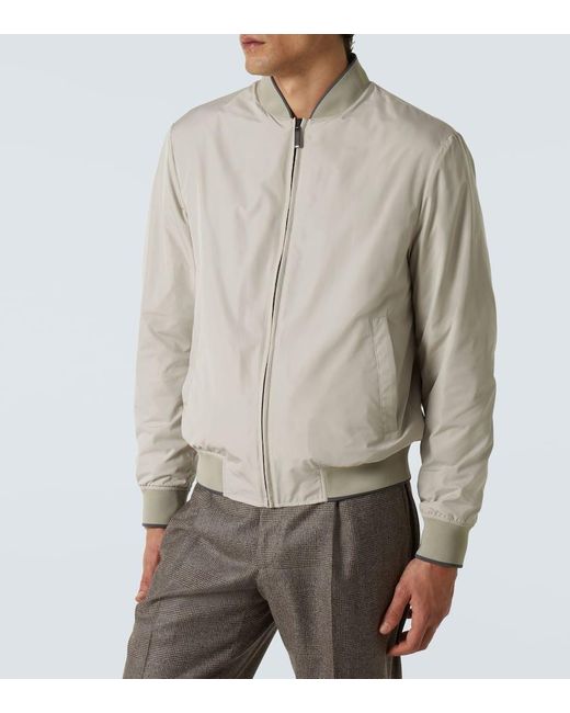 Canali White Reversible Bomber Jacket for men