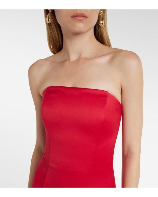 LEO LIN Red Rayna Floral-Applique Maxi Dress