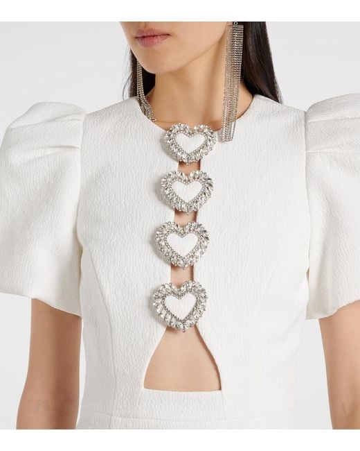 Rebecca Vallance White Alicia Embellished Crepe Minidress