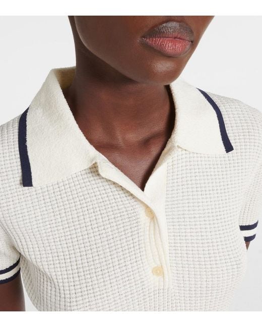 Jonathan Simkhai White Whitten Boucle Polo Shirt