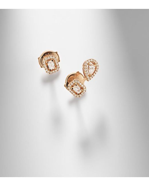 Messika White My Twin 1+2 18Kt Rose Earrings With Diamonds