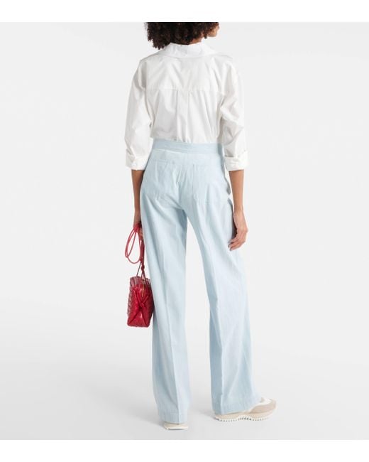 Polo Ralph Lauren Blue Cotton Chambray Wide-leg Pants