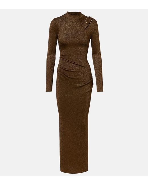Roland Mouret Brown Knitted Lame Maxi Dress