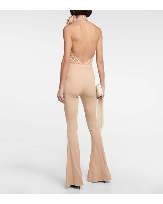 Magda Butrym Natural High-Rise Jersey Flared Pants