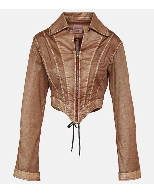 X KNWLS chaqueta corse en denim cropped Jean Paul Gaultier de color Brown