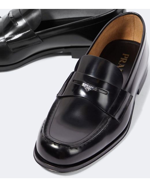 Prada Black Leather Loafers for men